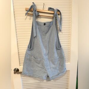 Corduroy overall shorts.